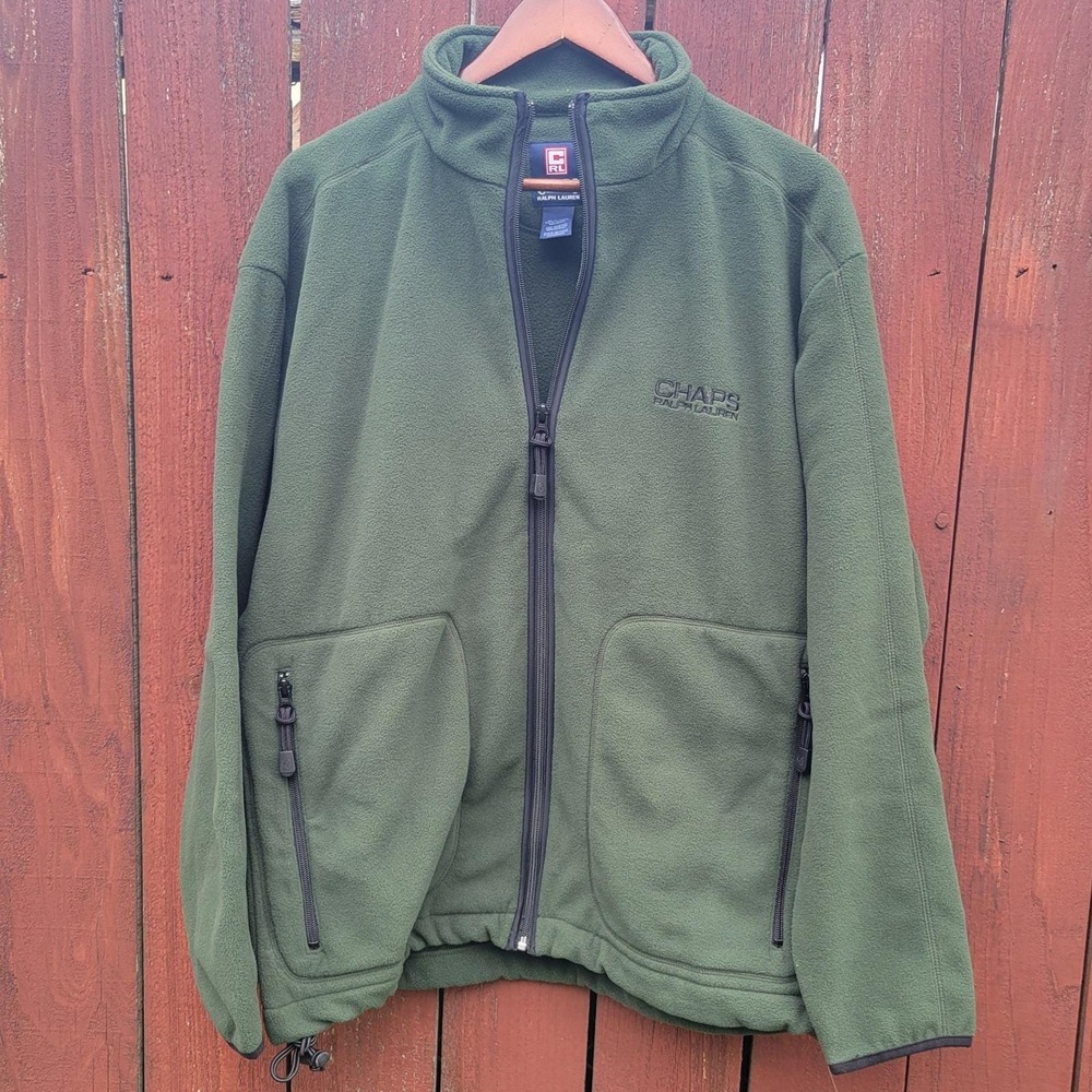 Vintage 90s Chaps Ralph Lauren Spell Out Green Full Zip Fleece M NWT Outdoor